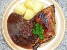 Coq au vin, Hühnchen in Rotweinsauce - Rezept