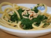 Spaghetti auf Rahmspinat - Rezept