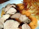 Niedrig gegartes Schweinefilet mit Aprikosensauce und Rösti - Rezept