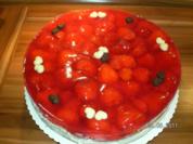 Erdbeerkuchen mit Vanillepudding-Sahnefüllung - Rezept