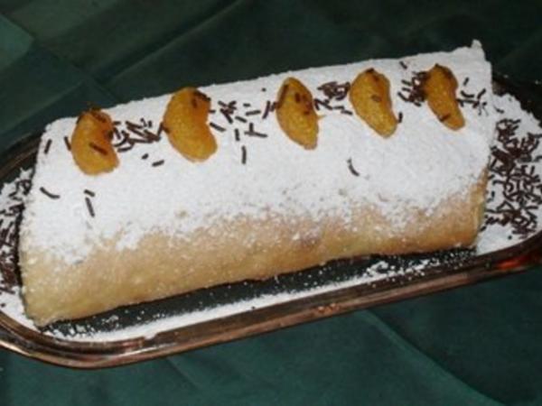 Biskuitrolle mit Mandarinen Sahne Füllung - 175 kcal/100g