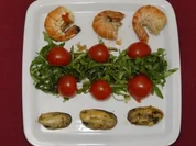 Schwarzer und roter Kaviar mit Muscheln und Garnelen (Arthur Abraham) - Rezept