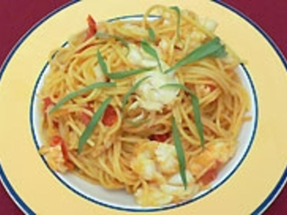 Halbe Langusten an Safransoße mit Spaghetti (Bruno Eyron) - Rezept ...