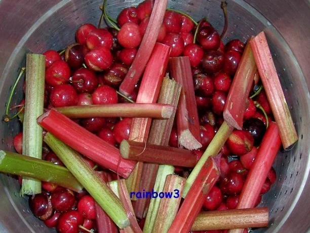 Rezept: Einmachen: Süßkirsch-Rhabarber-Gelee und -Sirup Einmachen: Süßkirsch-Rhabarber-Gelee und -Sirup - Rezept
