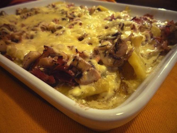 Kartoffel Pilz Auflauf - 136 kcal/100g