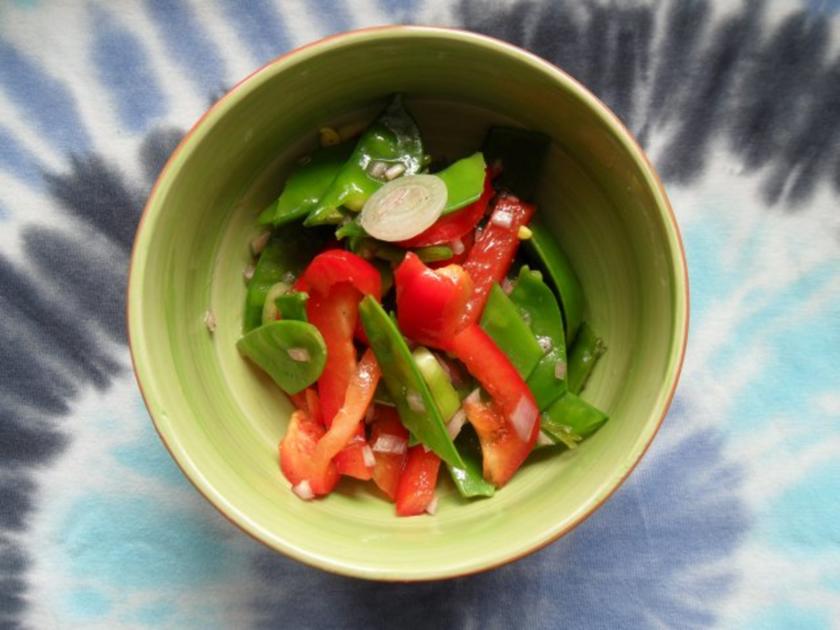 Zuckerschoten Salat mit roter Paprika - schnell &amp; einfach - von Miez