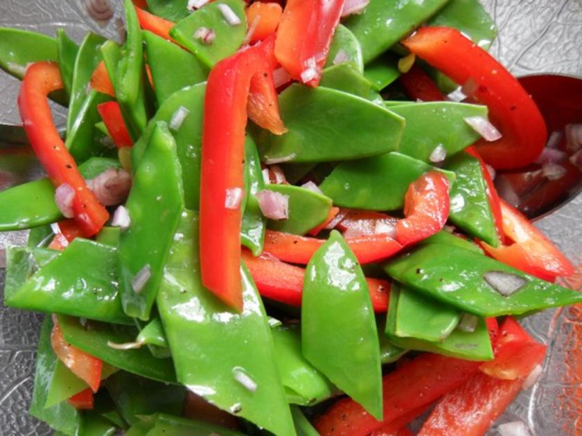 Zuckerschoten Salat mit roter Paprika - schnell &amp; einfach - von Miez