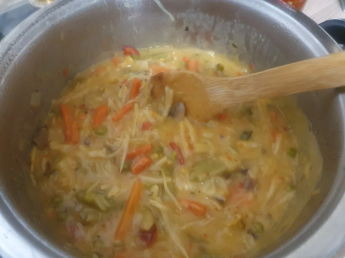 Curryreis im grünen Mantel & einer Soße im Asia-Sttil,mit Putenstifte im feurigen Dipp - Rezept - Bild Nr. 3