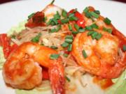 Sautierte Ingwer-Shrimps auf Glasnudelsalat - Rezept