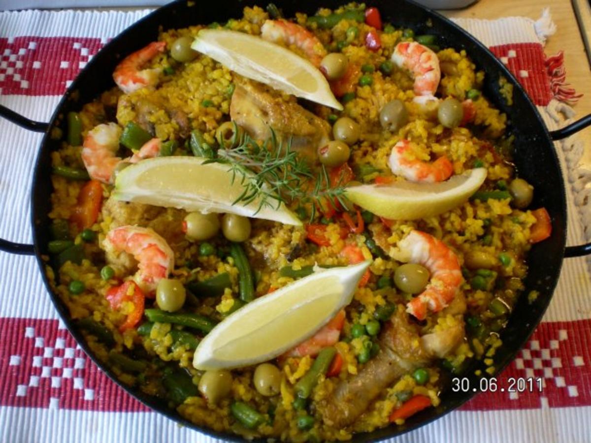 Paella mit Hähnchen und Meeresfrüchte - Rezept Von Einsendungen orchide