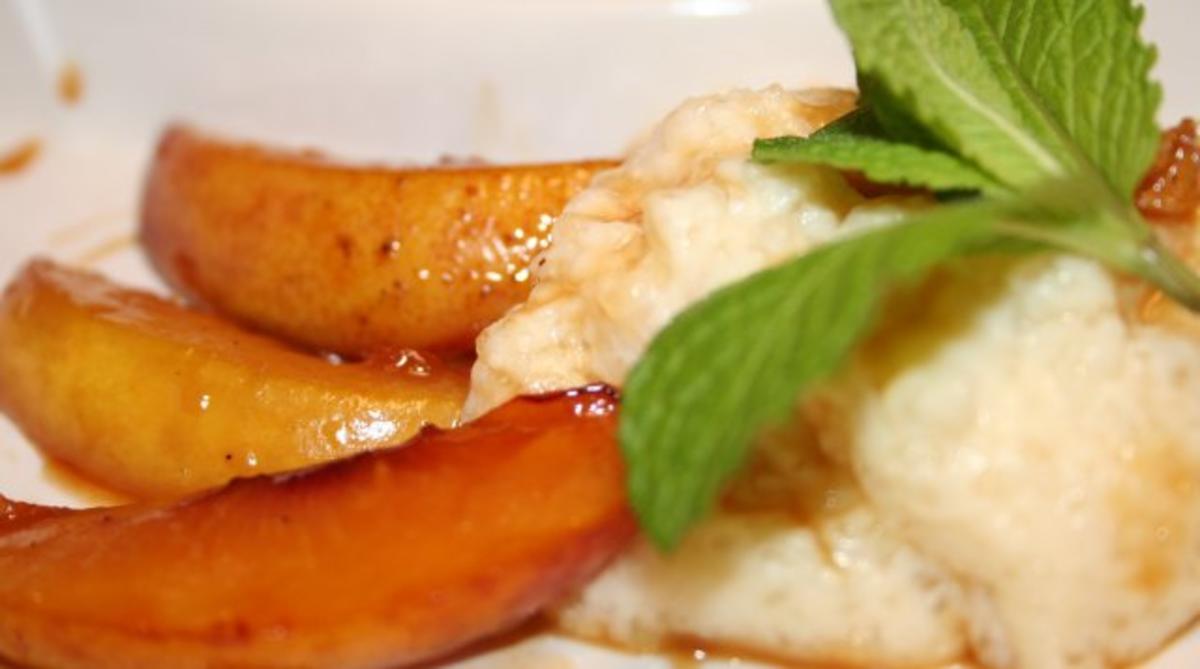 Cassava-Pudding mit warmen Nektarinen und Honig-Ingwer-Glasur - Rezept ...