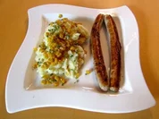 Bratwürste mit Mais-Kartoffel-Püree - Rezept