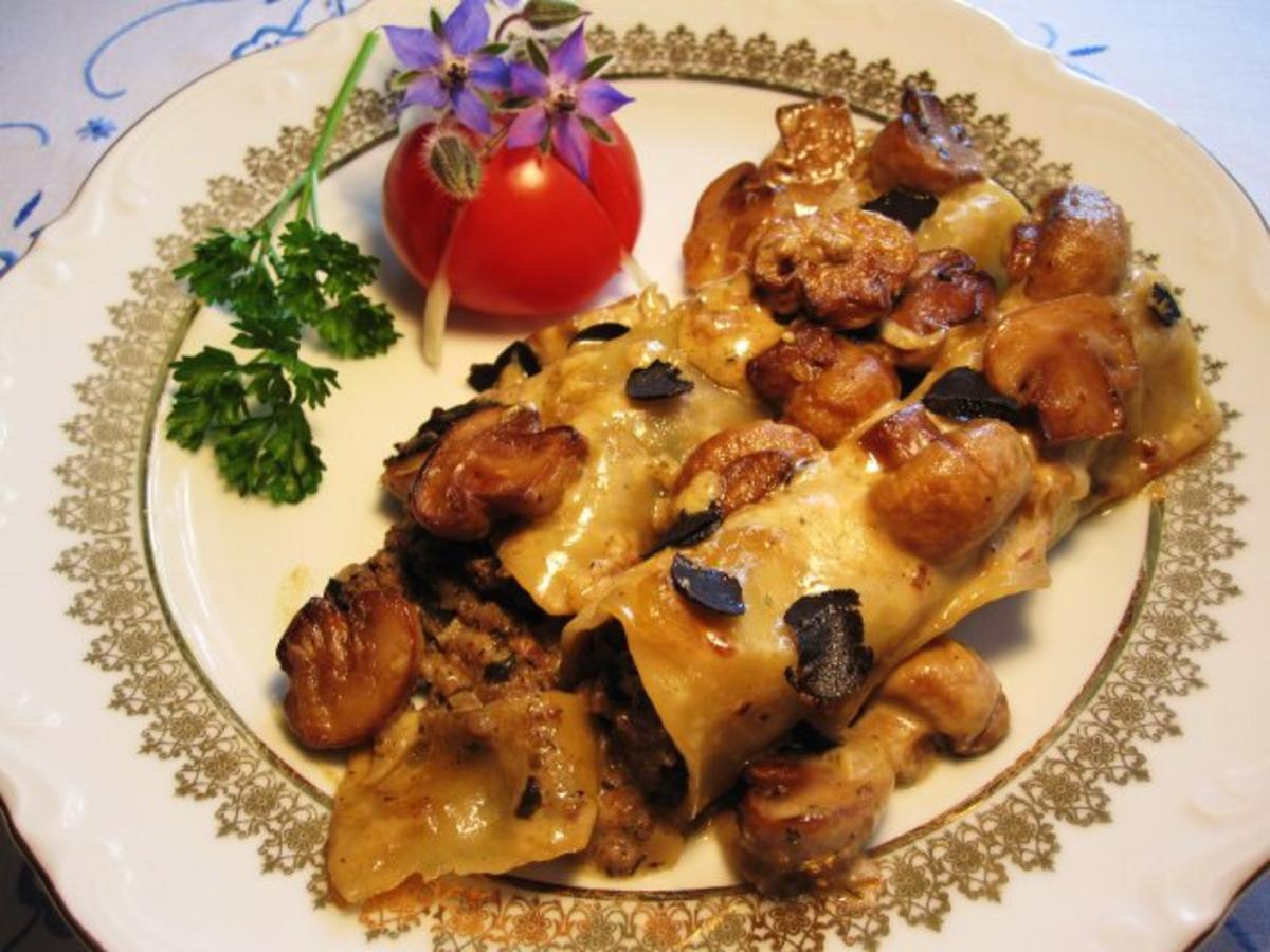 Edle Pilz-Cannelloni mit Champignons und Trüffeln ... - Rezept