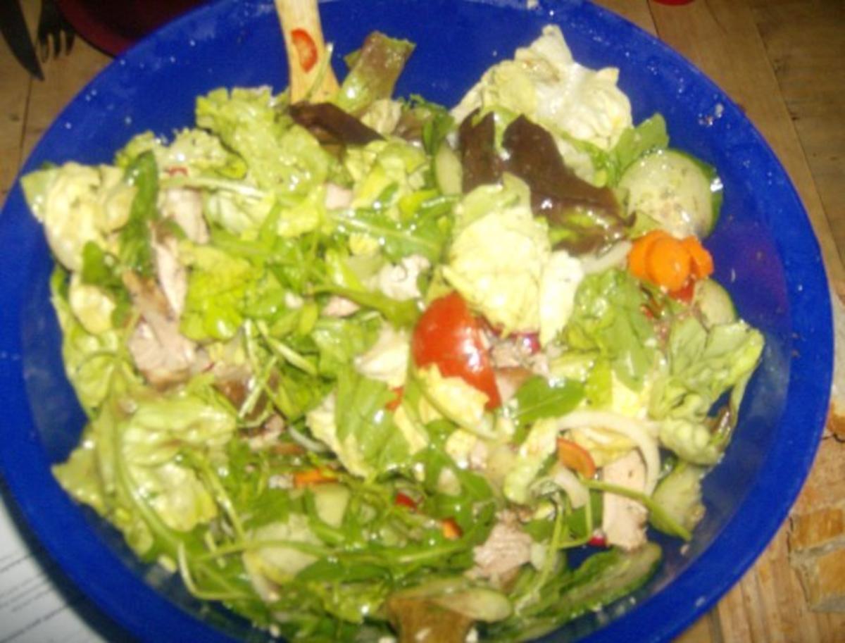 Bunter Salat mit Putenfleisch Resteverwertung vom Vortag - Rezept