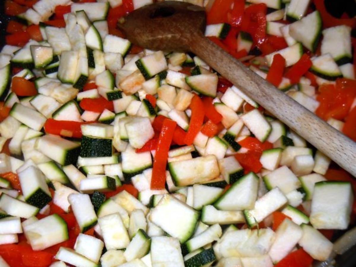 Glasnudel Gemüse Pfanne mit scharfen Crevetten - einfach - 100 kcal/100g