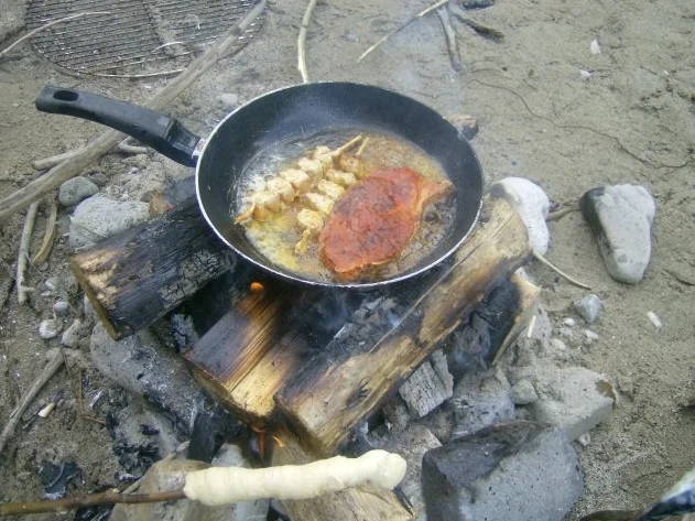 Hähnchenspieße und Spanferkel - Rezept
