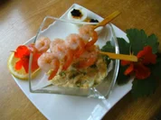 Garnelenschwänze  auf Spieße mit Dipp.. - Rezept