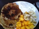 vollkornpfannkuchen mit obstsalat und bananenquark - Rezept
