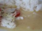 Zander-Tomaten-Gratin an Butter-Zwiebel-Soße und Reis - Rezept