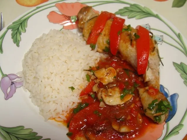 Hähnchenkeule mit Paprikastreifen - Rezept - Bild Nr. 2