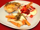 Poulardenbrust, Rote-Bete-Polenta und Estragon-Wurzelgemüse - Rezept