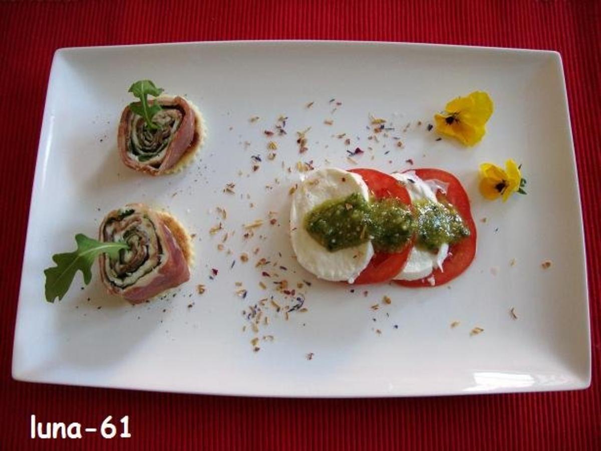 Bilder für ANTIPASTO: INVOLTINI DI PARMA E PIÙ - Parmaschinkenröllchen und mehr - Rezept