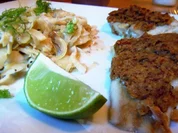 Seelachs mit knuspriger Haube an Fenchel-Tagilatelle - Rezept