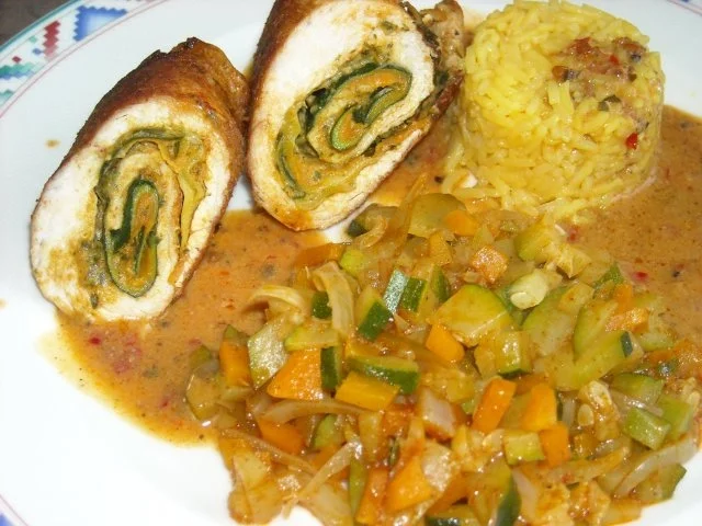 Puten - Involtini mit Gemüse und Kurkumareis - Rezept - Bild Nr. 7
