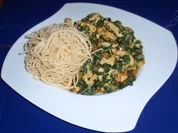 Hähnchenbrustfilet mit Blattspinat und Spaghetti - Rezept
