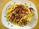 Spaghetti mit Pfifferlingen und Schinken - Rezept
