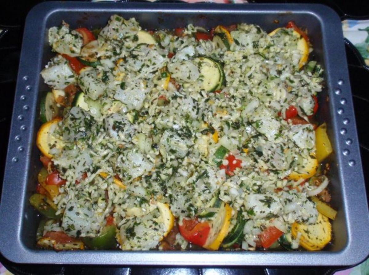 Mediterranes Gemüse mit Kabeljaurückenfilet aus dem Ofen - Rezept - Bild Nr. 15