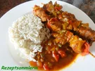 Rezept: Fleisch: SCHASCHLIKSPIESSE an Paprika-Tomaten-Sauce Fleisch: SCHASCHLIKSPIESSE an Paprika-Tomaten-Sauce - Rezept