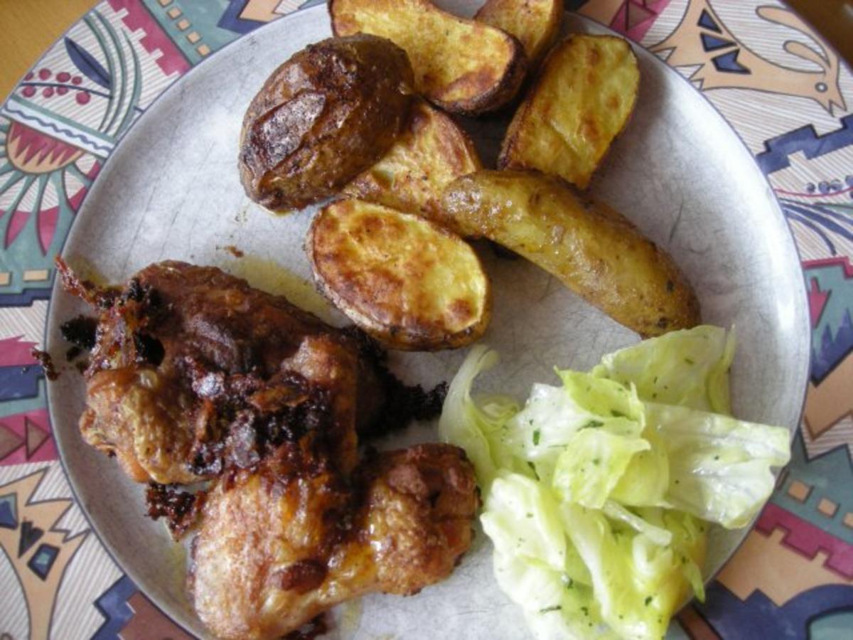 Hähnchenflügel mit Pommeskartoffeln - Rezept