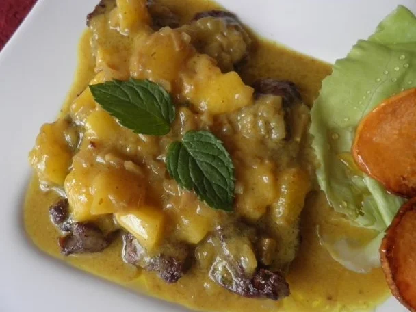 Hähnchenleber exotisch angehaucht an Süßkartoffelchips - Rezept - Bild Nr. 3