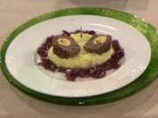 Kleiner Falscher Hase mit Zwiebelsoße und Kartoffelpüree (Thomas Nicolai) - Rezept
