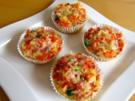 Reis-Muffins mit Gemüse-Schinken-Würfeln - Rezept