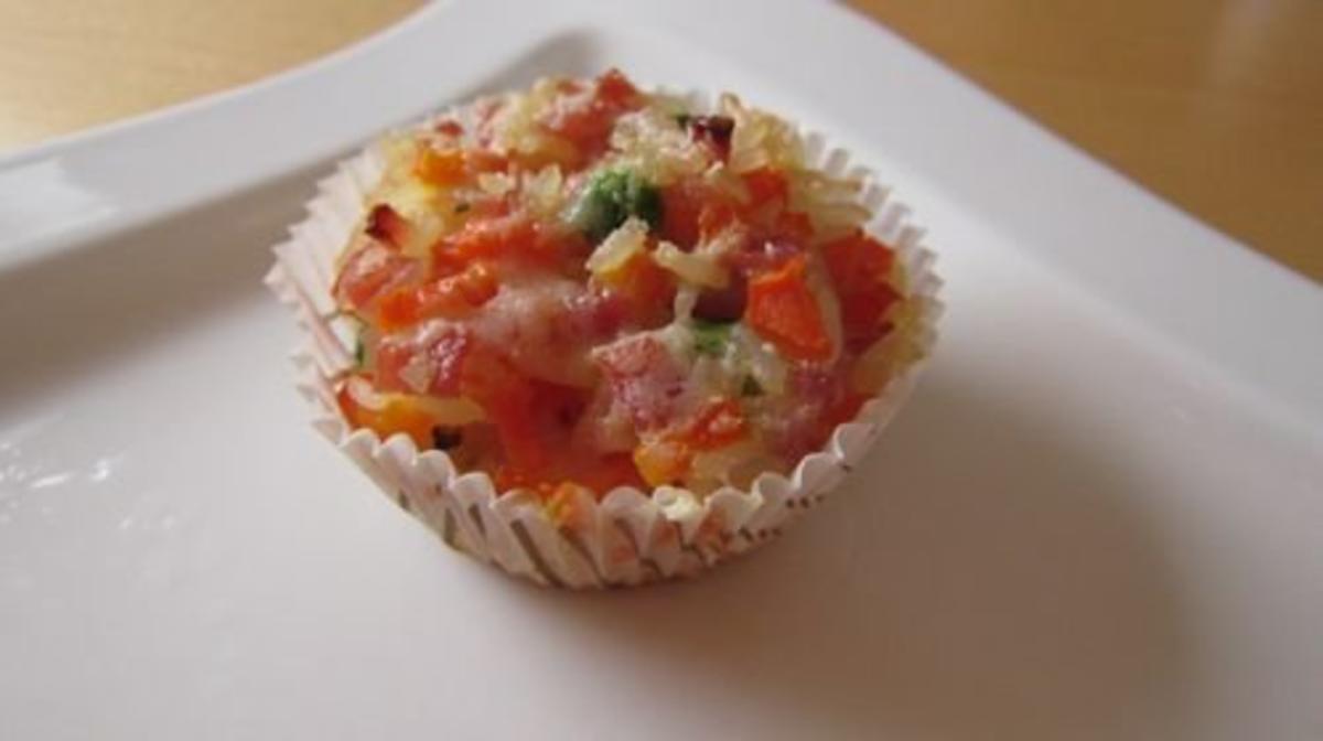Reis-Muffins mit Gemüse-Schinken-Würfeln - Rezept - Bild Nr. 4