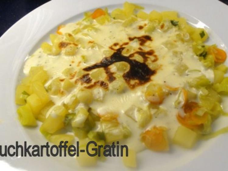 Seelachs in Vollkorn-Curry-Kruste auf Lauchkartoffelgratin - Rezept ...