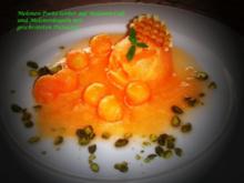 Melonen-Sorbet auf seinem Couli mit Porto und Pistazien - Rezept