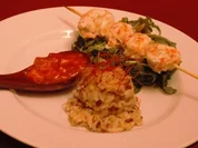 Langustini an Mango-Chili-Chutney mit gebratenem Reis und Rucola - Rezept