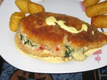 Gefüllte Hühnerbrust mit Spinat und Tomate - Rezept