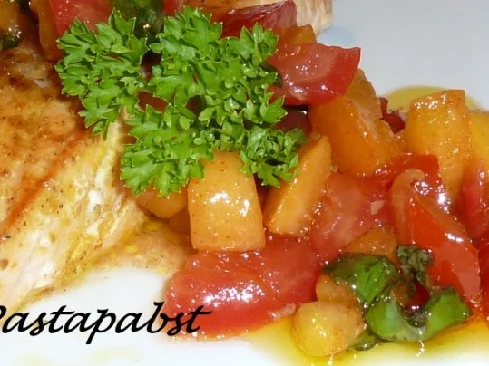Curry-Lachs mit Aprikosen Salsa - Rezept - Bild Nr. 5