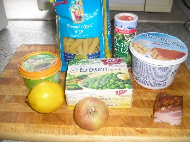 Penne mit Erbsen-Mascarpone-Sauce - Rezept - Bild Nr. 2