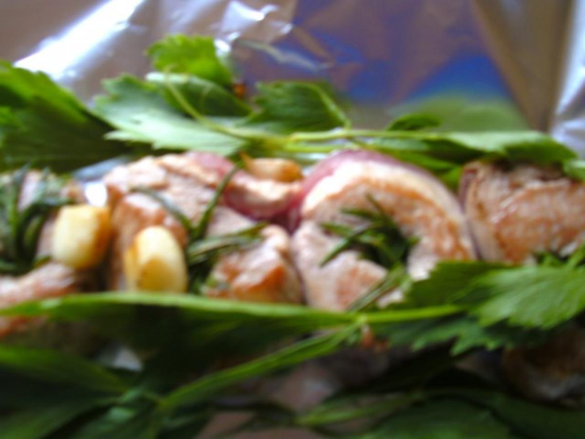 Schweine Medaillons mit Zwiebel niedrig gegart - einfach - 133 kcal/100g