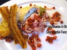Rezept: Kraeuter-Mager-Frischkaese in Brick auf Granatapfel-Fenchelsalat und Speck-Croutons Kraeuter-Mager-Frischkaese in Brick auf Granatapfel-Fenchelsalat und Speck-Croutons - Rezept