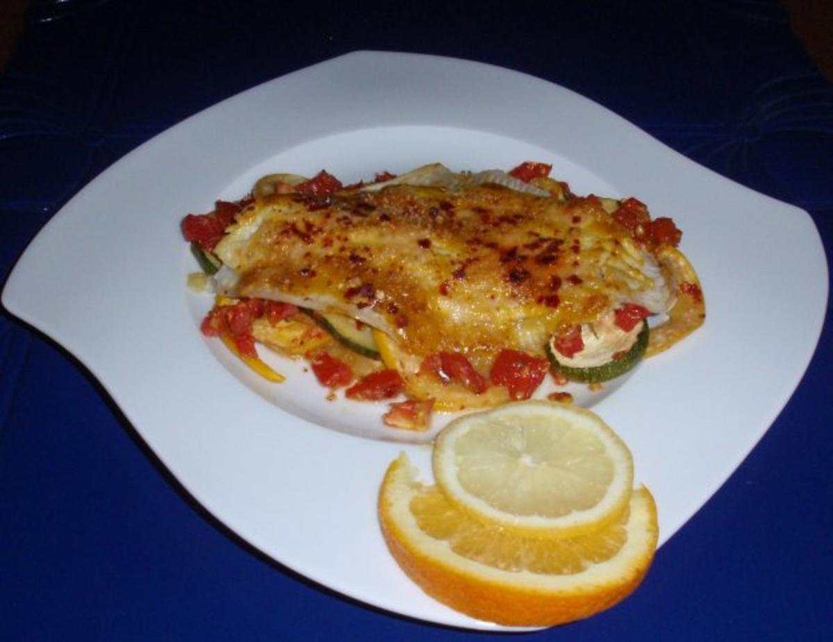 Schollenfilets mit Senf-Käse-Haube auf Zucchini-Tomaten-Gemüse - Rezept - Bild Nr. 10