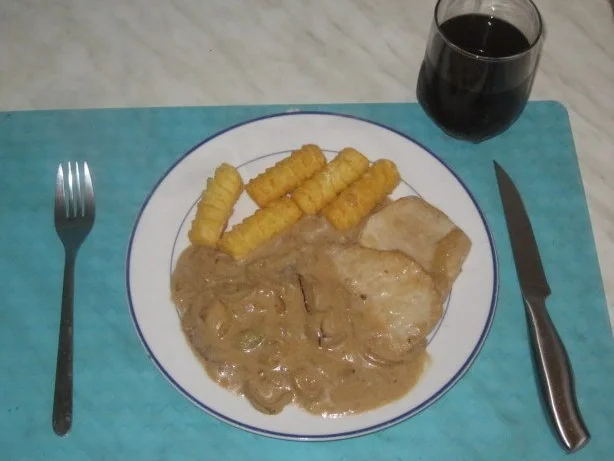 Minutensteaks mit Zwiebelsoße & Kroketten - Rezept
