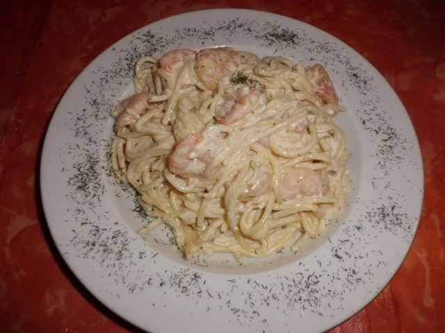 Rezept: "PRONTO" Spaghetti mit Gambas in Sahnesoße "PRONTO" Spaghetti mit Gambas in Sahnesoße - Rezept