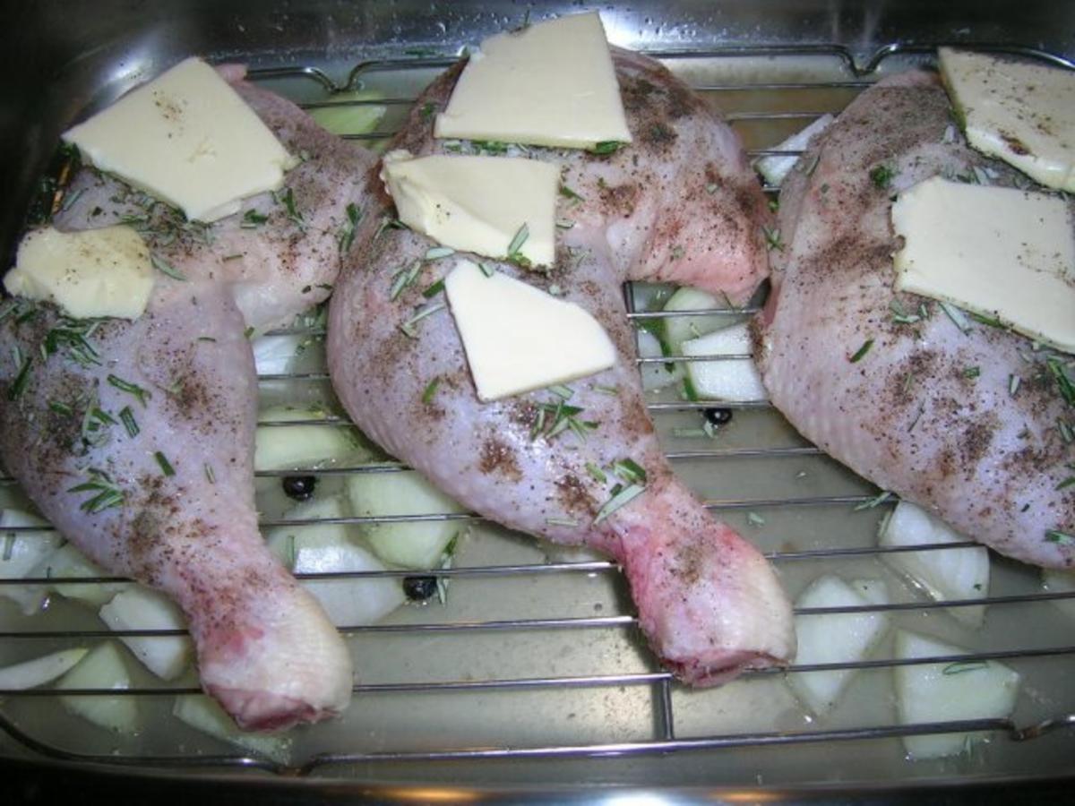 Hähnchenschenkel mit Sektschwips, Rosmarin und Pfirsischen - eine leckere Pfanne - - Rezept - Bild Nr. 8