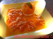 Aprikosen-Sorbet mit Minze auf seinem Compot und Pinienkerne - Rezept